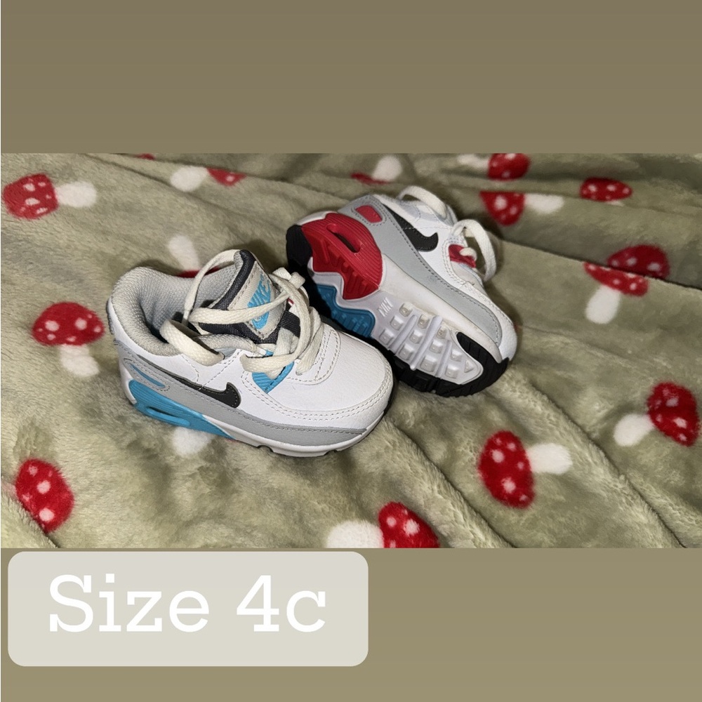 Nike Kids Sneakers - White, Blue, and Red Accents